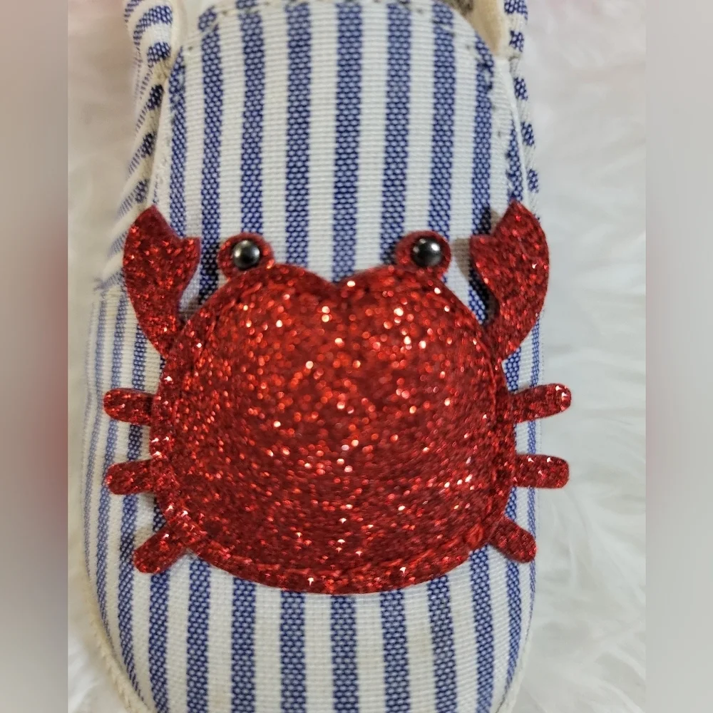 Maggie & Zoe Striped Moccasins with Glittery Crab